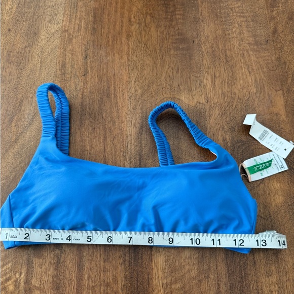 NWT J.Crew Scrunchie-Strap Squareneck Sports Bra Style Bikini Swim Top Blue S - Picture 4 of 6